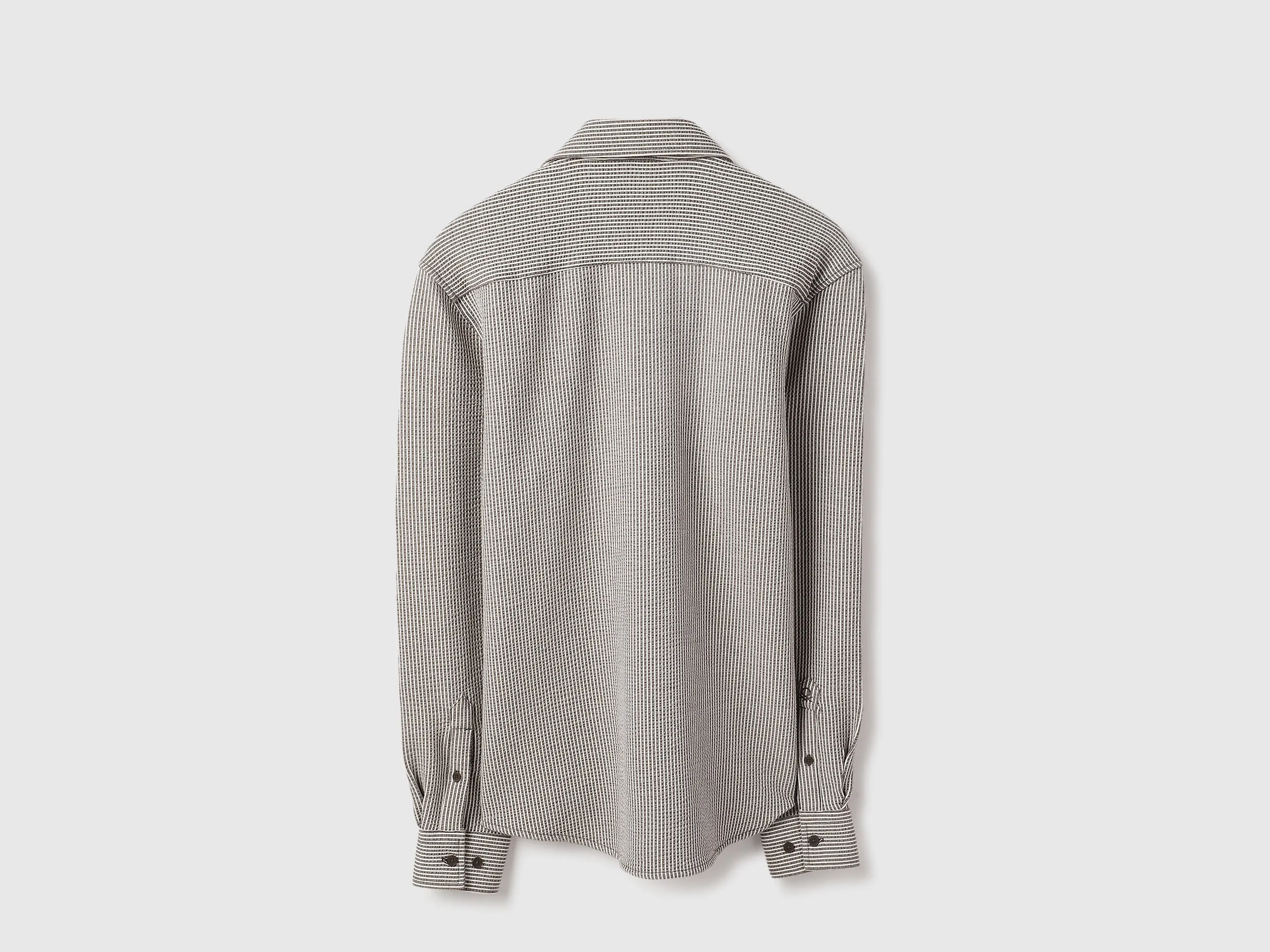 Slim Fit Spread Collar Seersucker Stripes Shirt