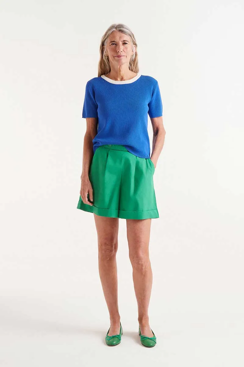 S/S Contrast Sweater - Blue