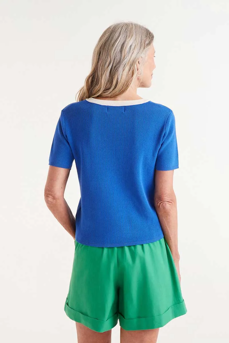 S/S Contrast Sweater - Blue