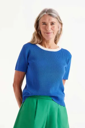 S/S Contrast Sweater - Blue
