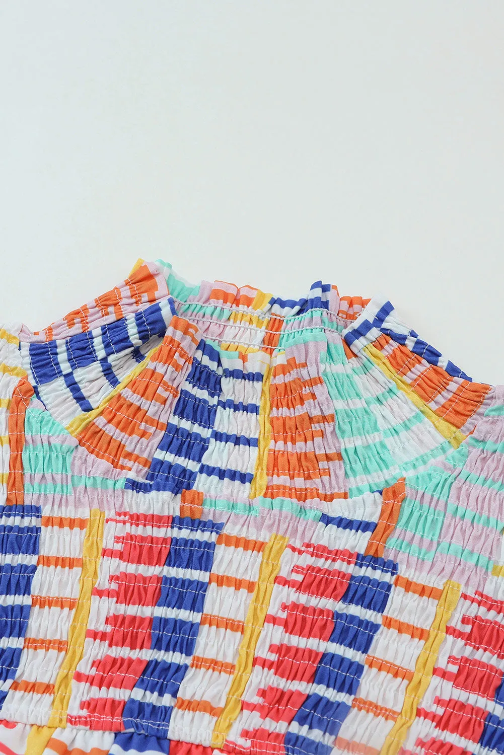 Striped High Neck Flutter Top