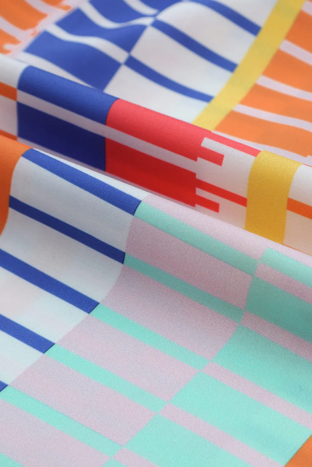 Striped High Neck Flutter Top