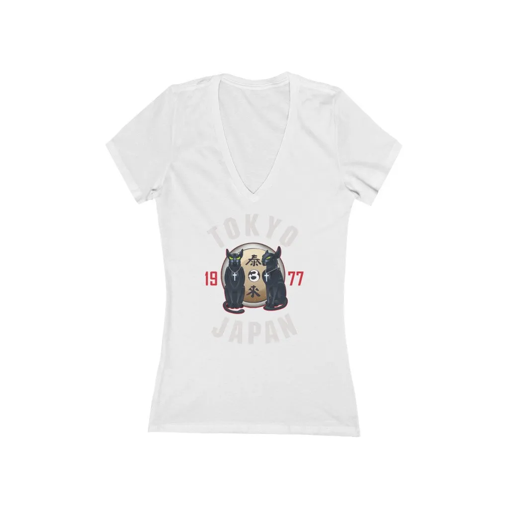 Tom and Jerry Women's Jersey Short Sleeve Deep V-Neck Tee
