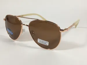 Tommy Hilfiger Lindsay Polarized Aviator Sunglasses Copper Tone Frame Brown Copper Lens LINDSAY WM OL275P