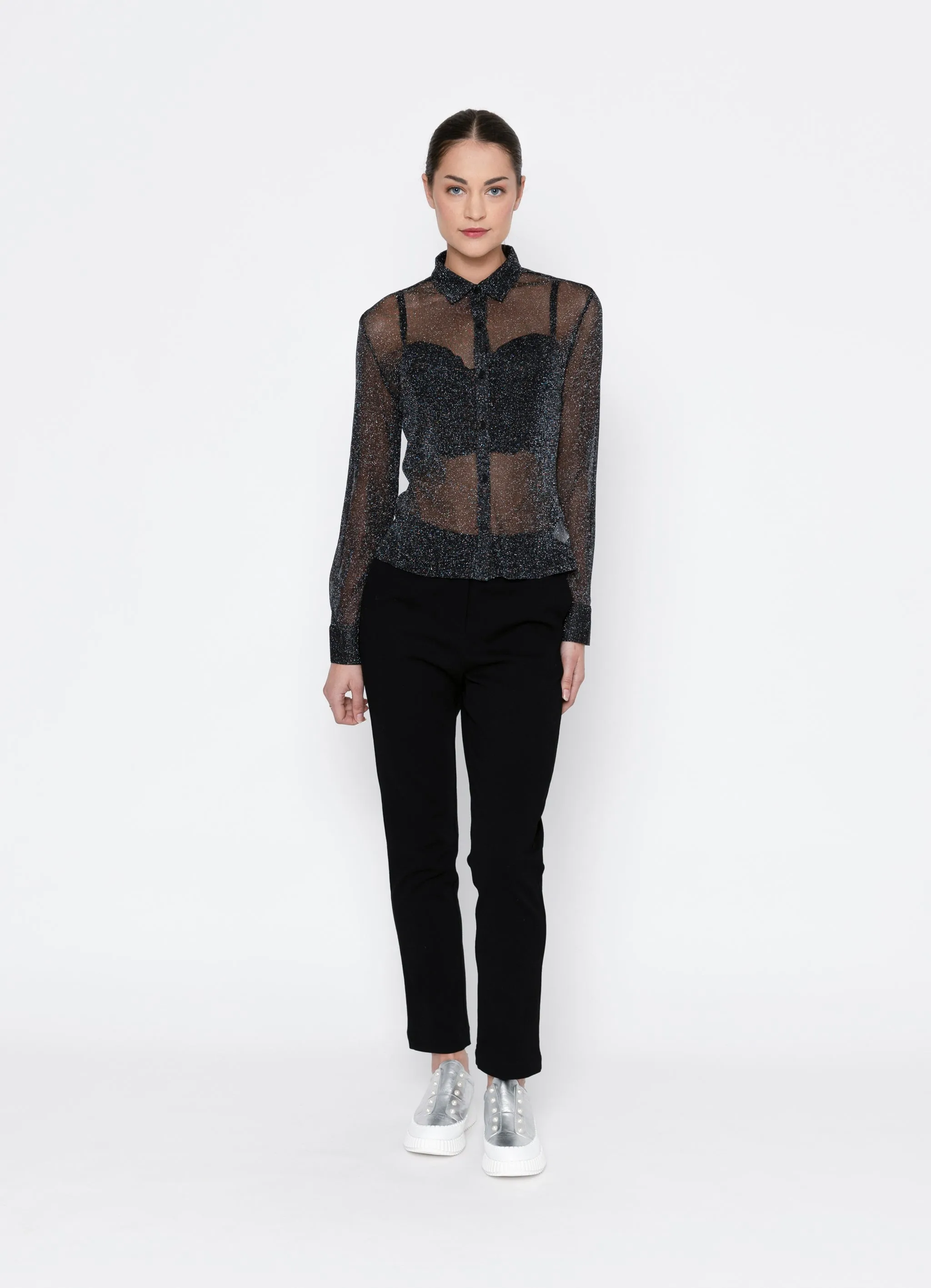 Two By Two Essentials Luna Shirt - Silver Lurex