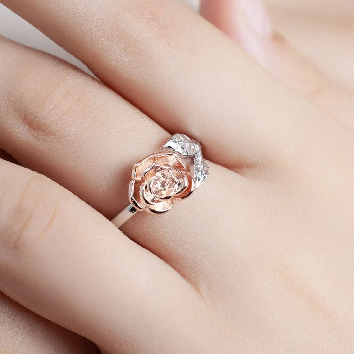 Two-Tone Flower Bypass Ring