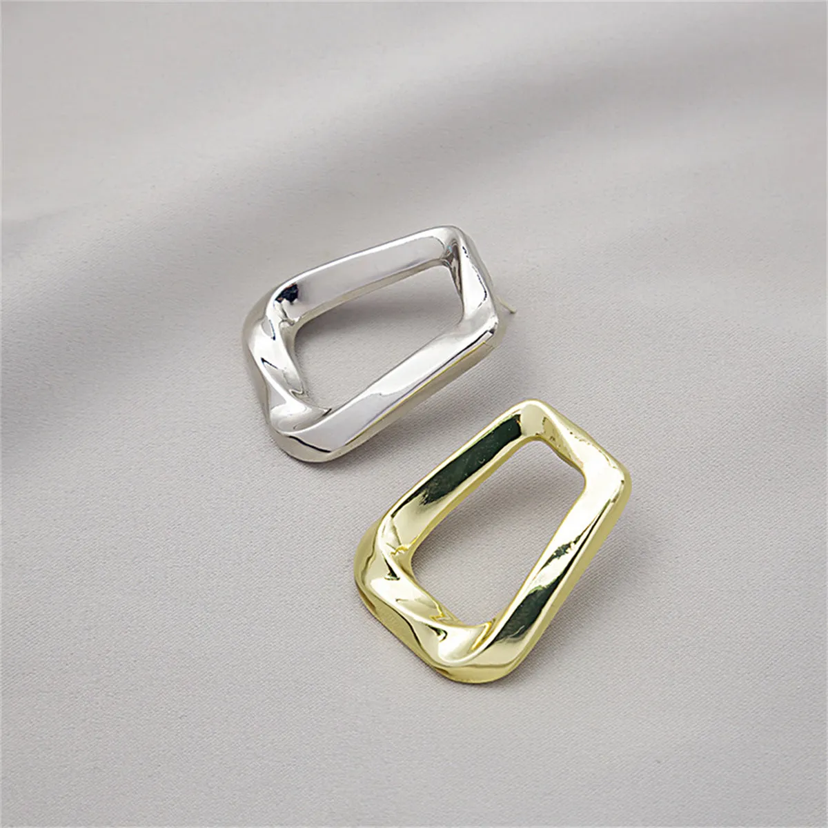 Two Tone Open Trapezoid Drop Earrings