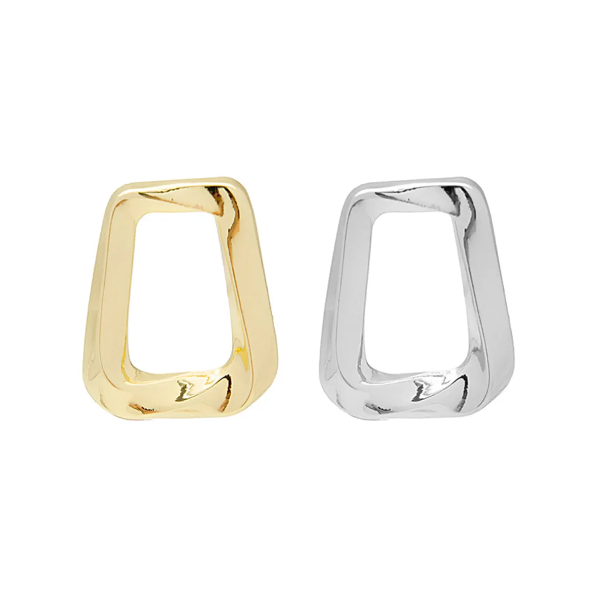 Two Tone Open Trapezoid Drop Earrings