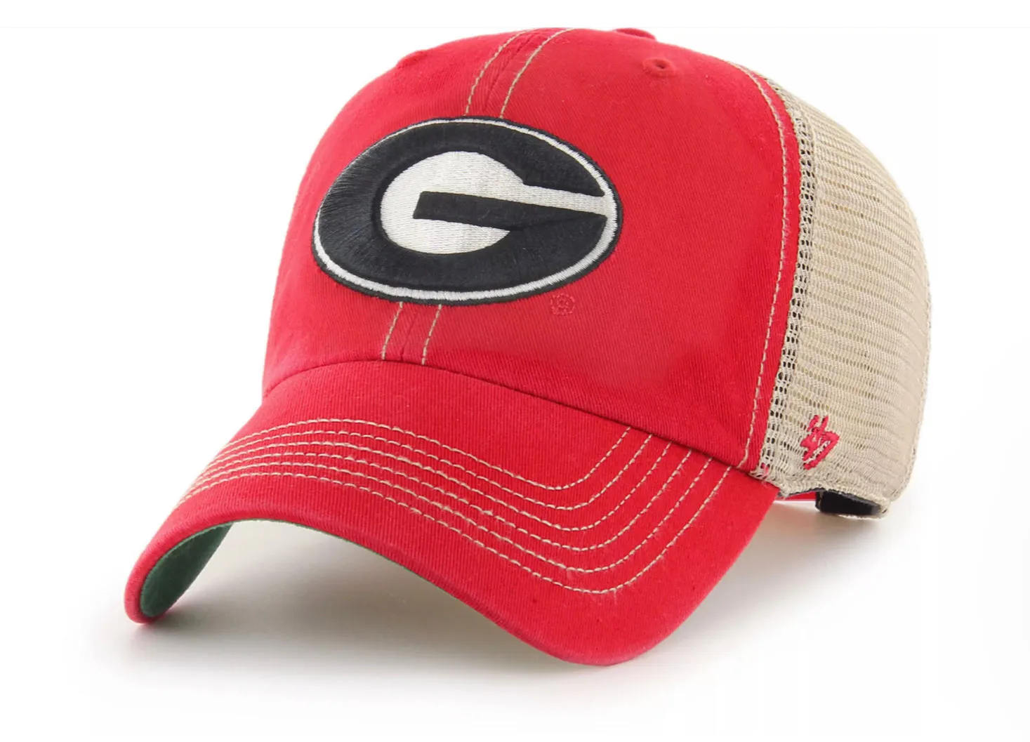 UGA '47 Brand Red Super G Clean Up Hat With Khaki Mesh Back