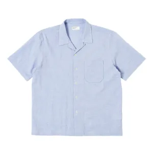 Universal Works Seersucker Road Shirt Pale Blue