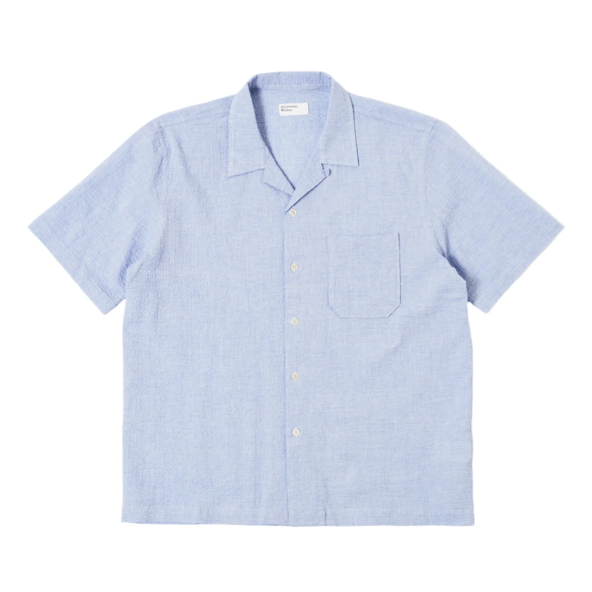 Universal Works Seersucker Road Shirt Pale Blue