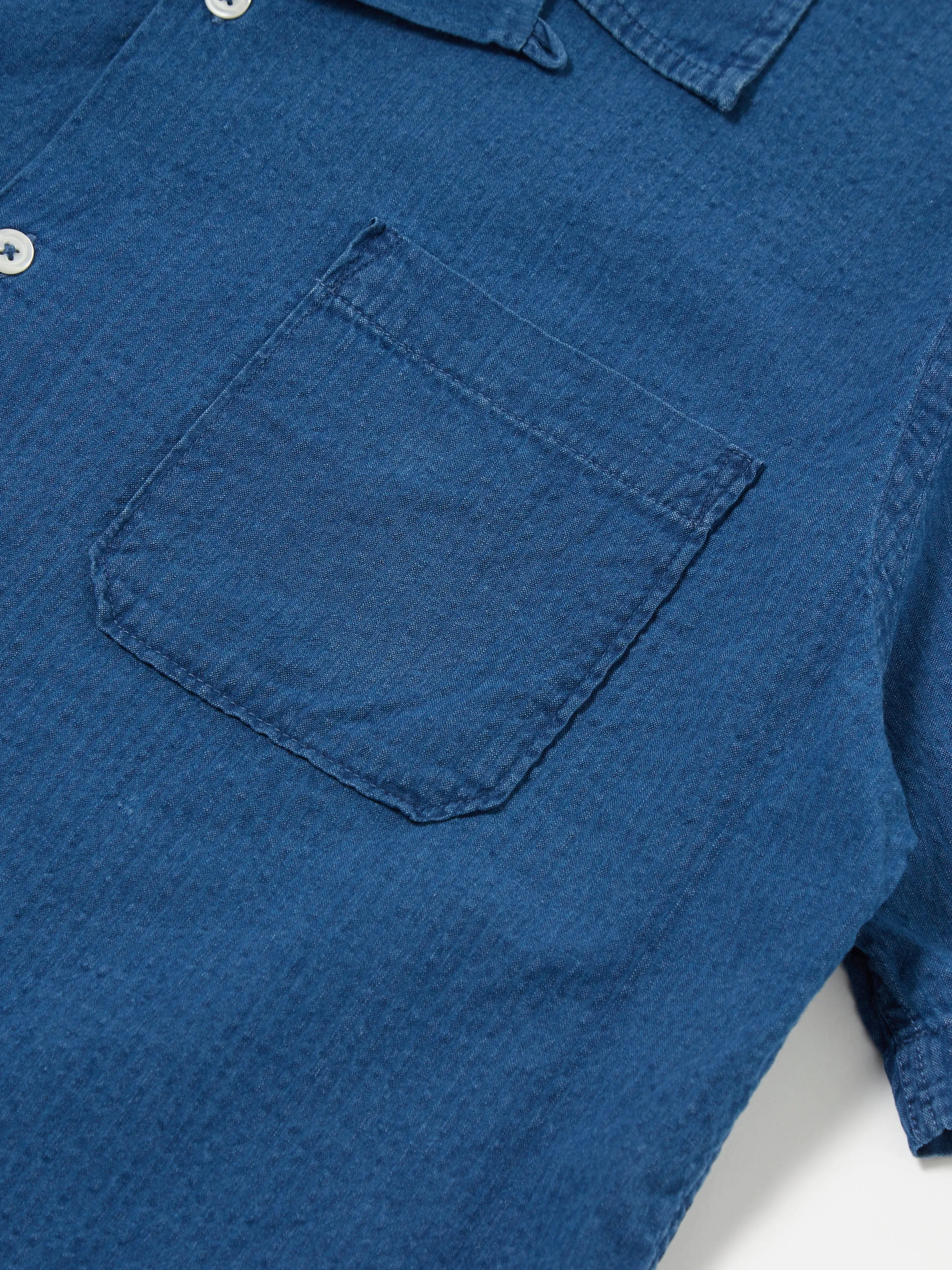 Universal Works Seersucker Road Shirt Washed Indigo