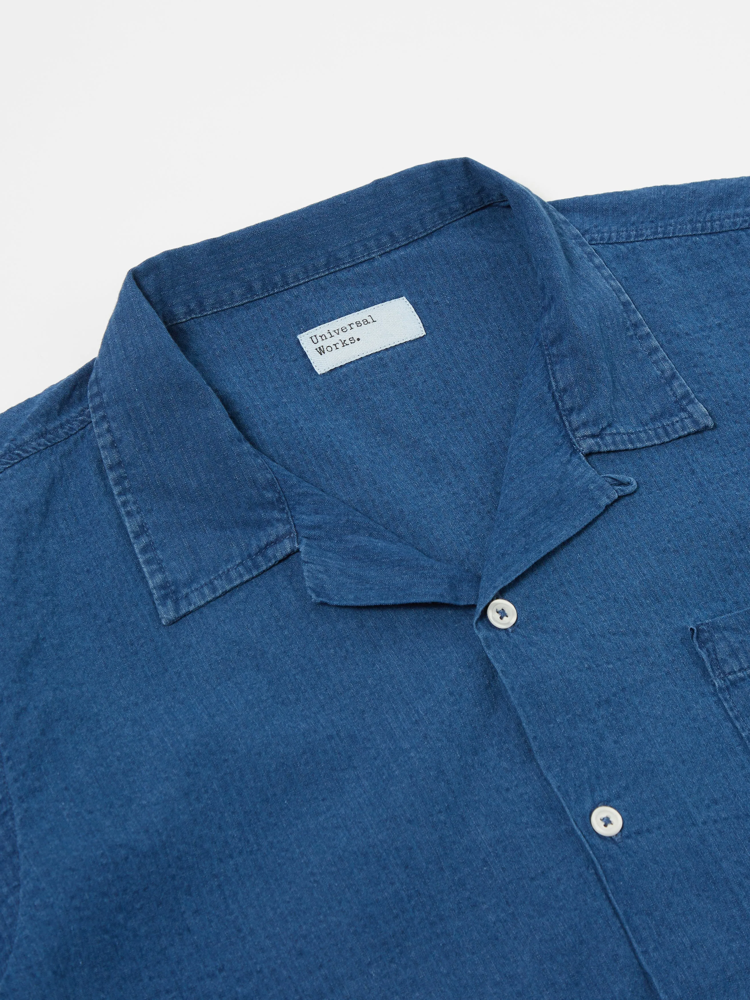 Universal Works Seersucker Road Shirt Washed Indigo
