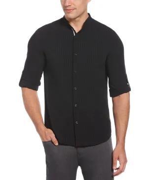 Untucked Total Stretch Slim Fit Seersucker Shirt - Black