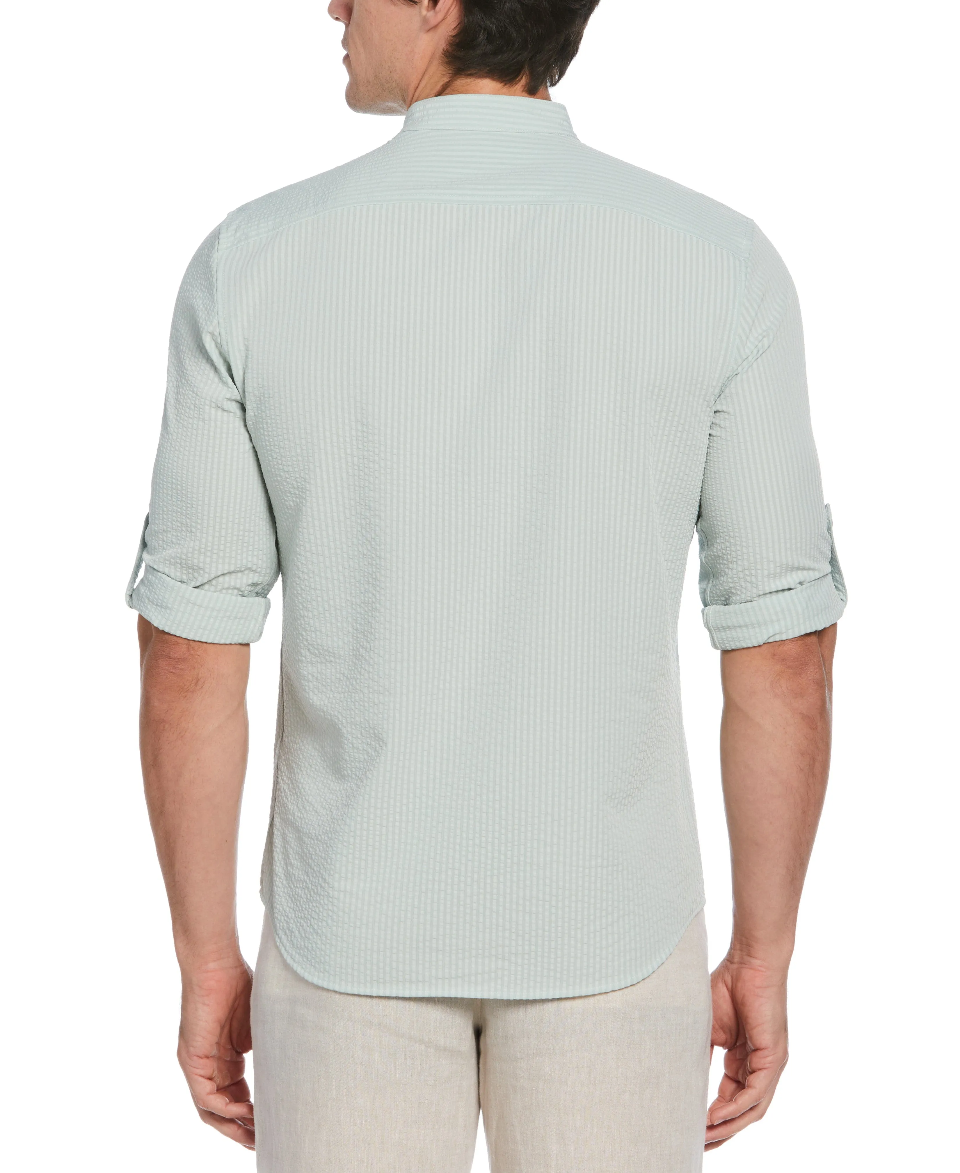 Untucked Total Stretch Slim Fit Seersucker Shirt - Gray