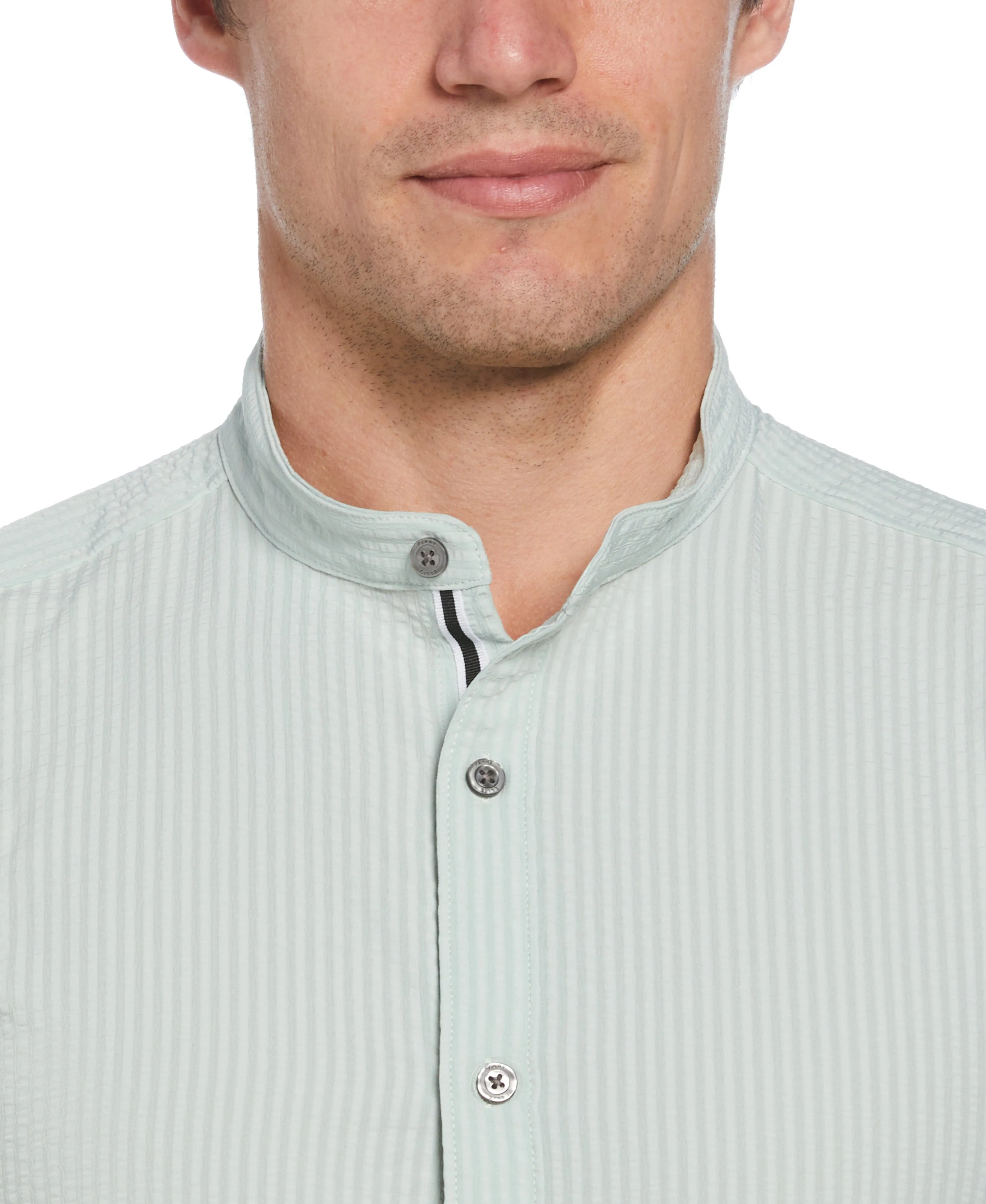 Untucked Total Stretch Slim Fit Seersucker Shirt - Gray