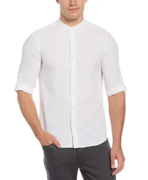 Untucked Total Stretch Slim Fit Seersucker Shirt - White