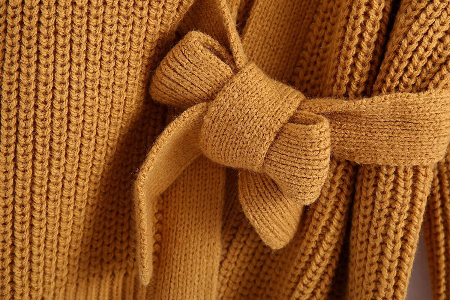 V-neck Knit Lace-up Tie-Back Cardigans