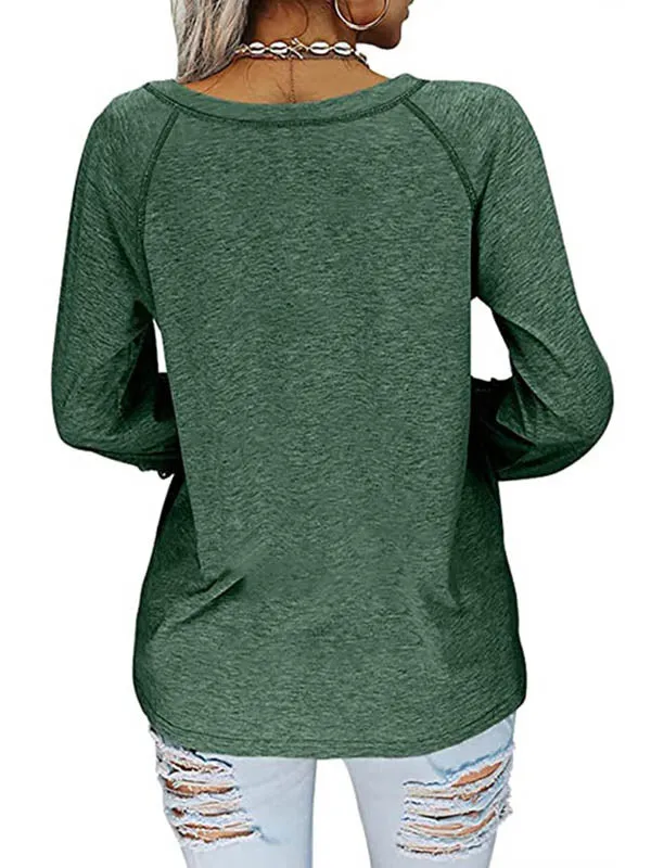 V-neck Lantern Sleeve T-shirt