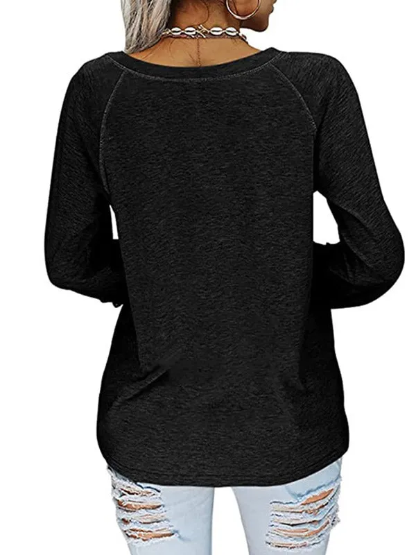 V-neck Lantern Sleeve T-shirt