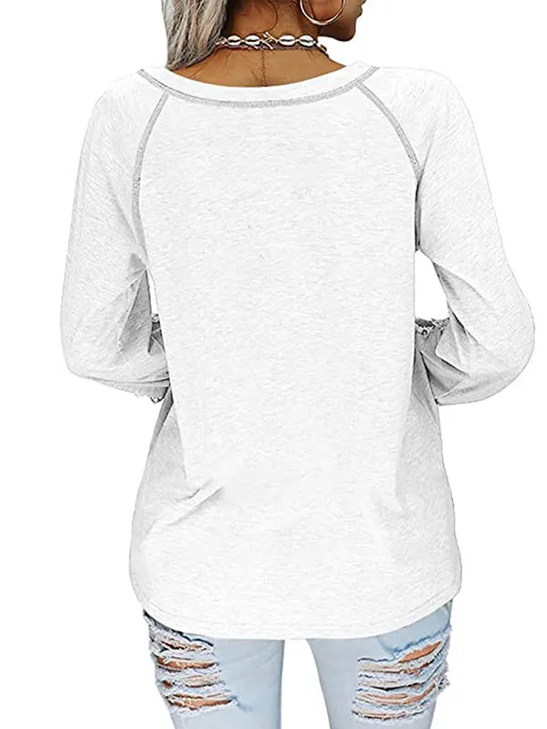 V-neck Lantern Sleeve T-shirt