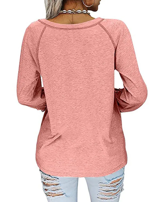 V-neck Lantern Sleeve T-shirt