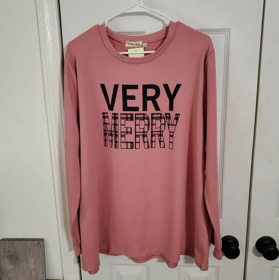 Very Merry sweatshirt tops by Southern Stitch