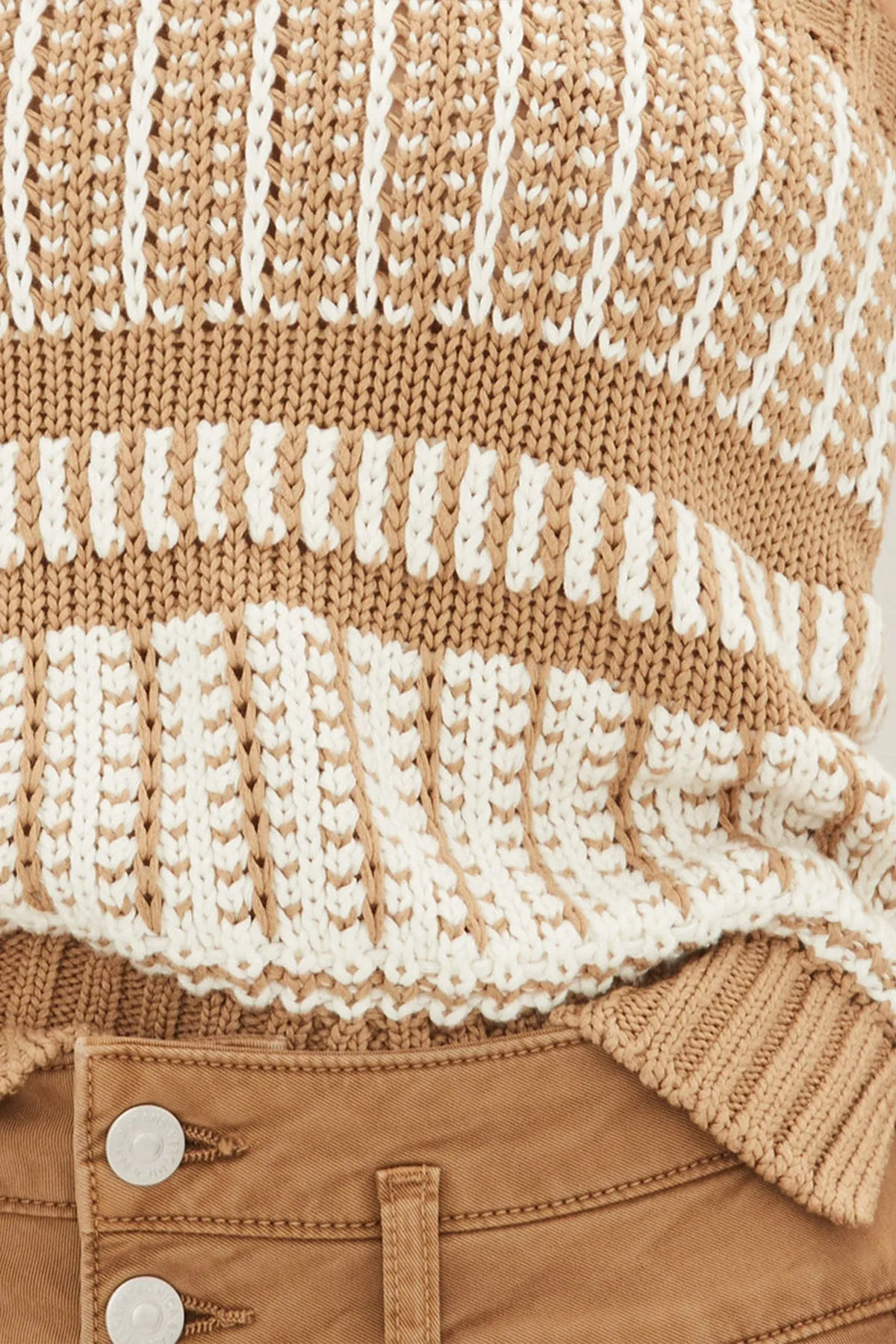 Voya Knit Tank Top in Khaki White