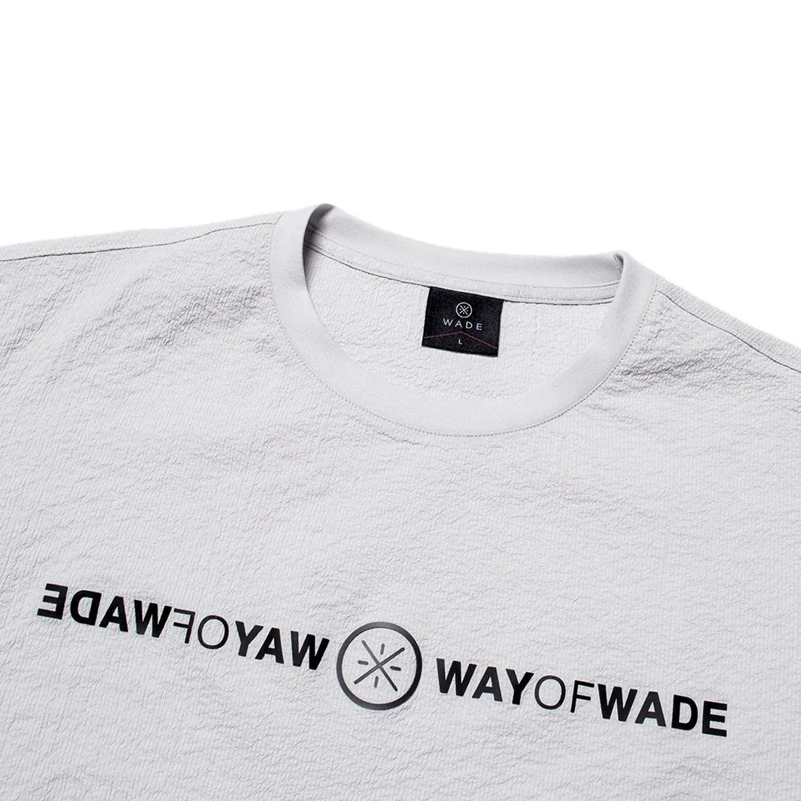 Wade Mirrored Logo Seersucker T-Shirt - Grey
