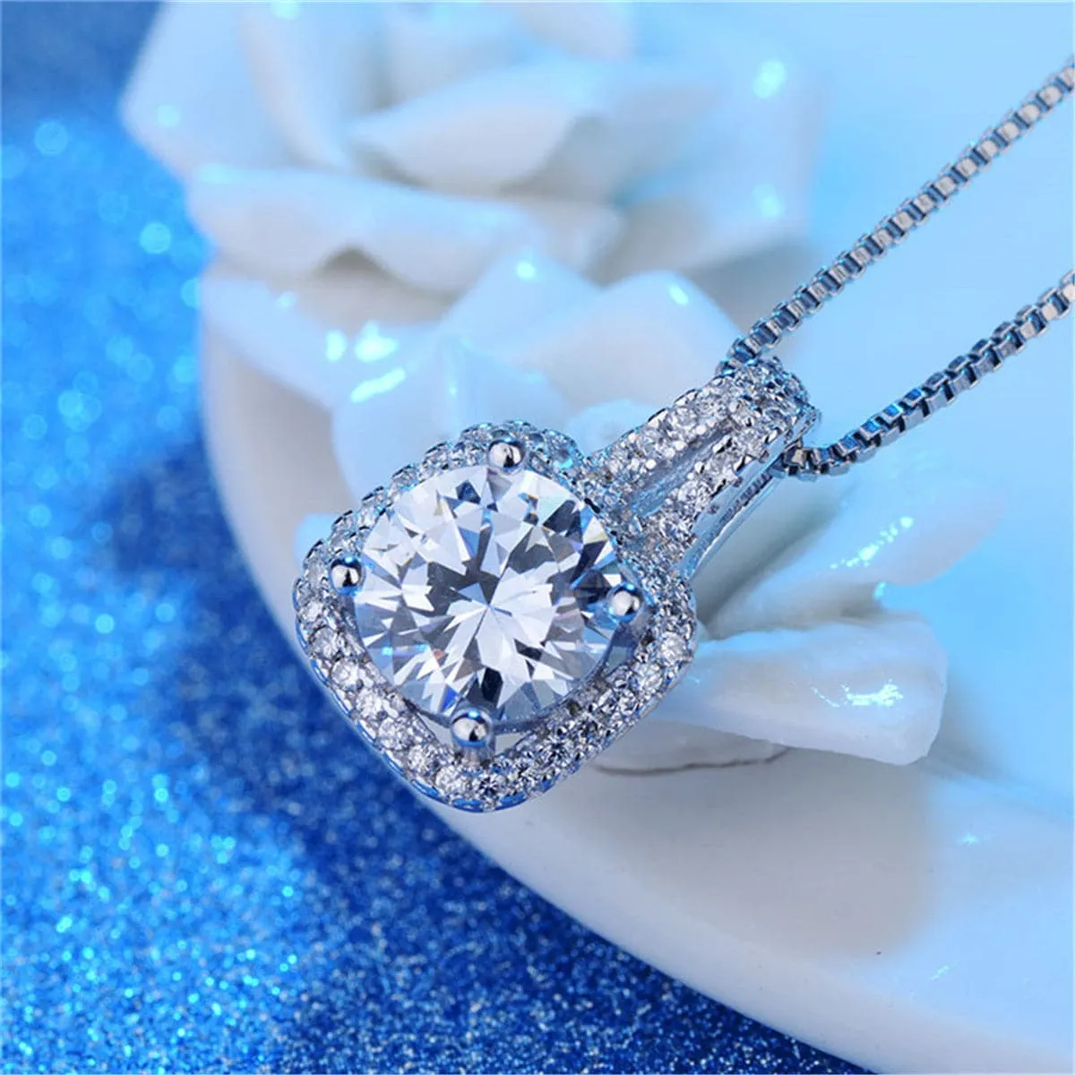 White Crystal & Cubic Zirconia Pendant Necklace