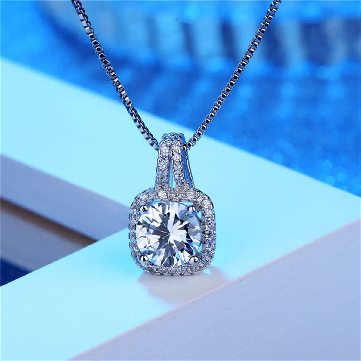 White Crystal & Cubic Zirconia Pendant Necklace
