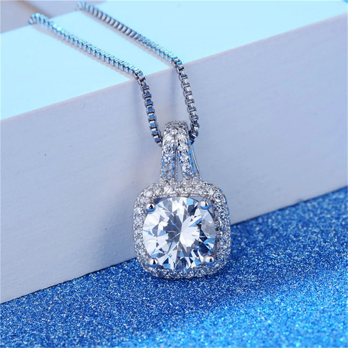 White Crystal & Cubic Zirconia Pendant Necklace