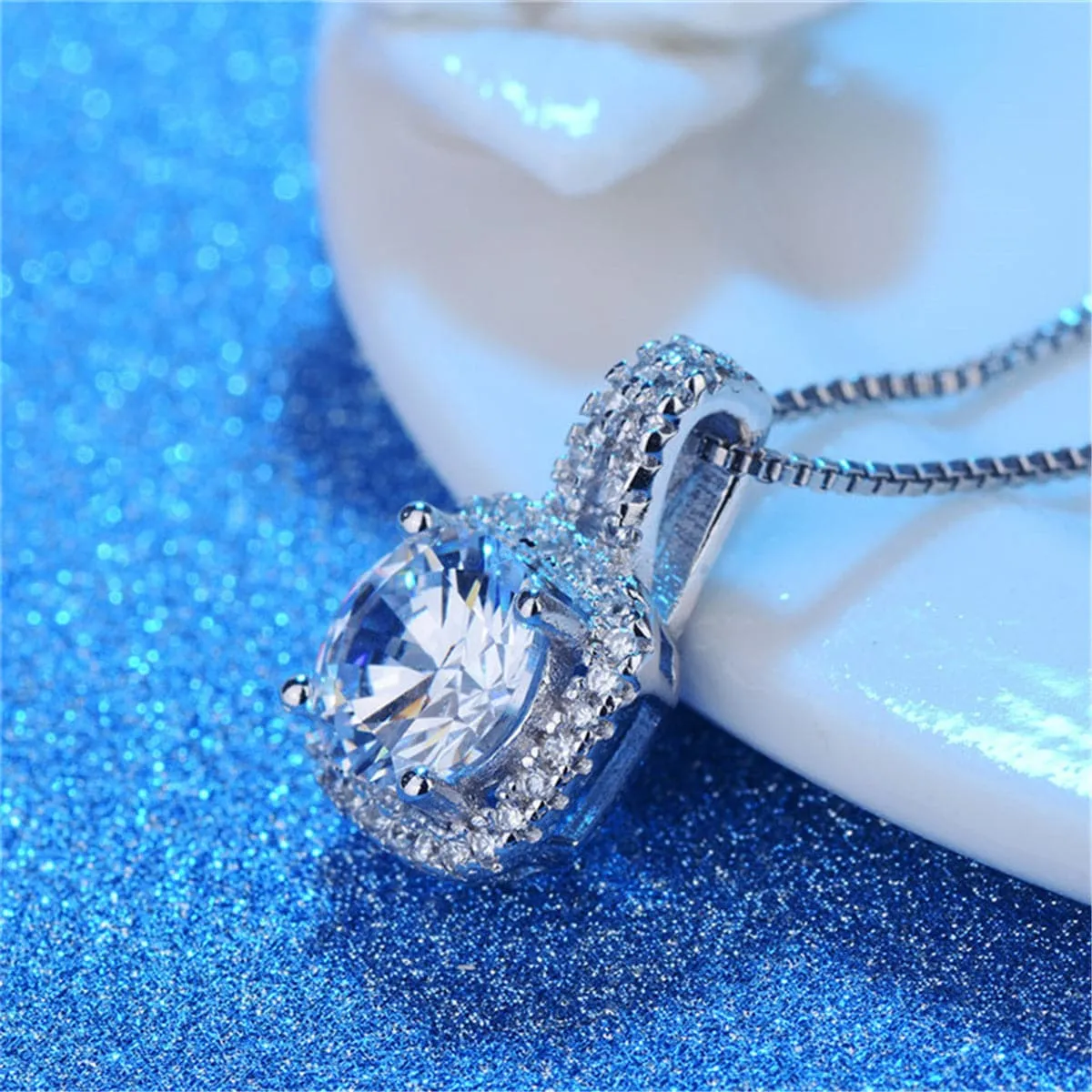 White Crystal & Cubic Zirconia Pendant Necklace