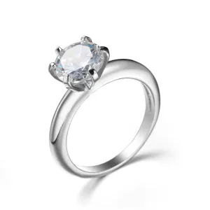 White Crystal & Silver-Plated Cocktail Ring