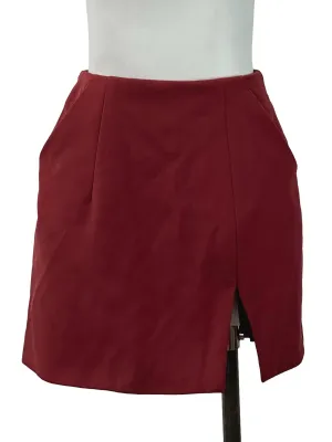 Wine Red Side Slit Skorts