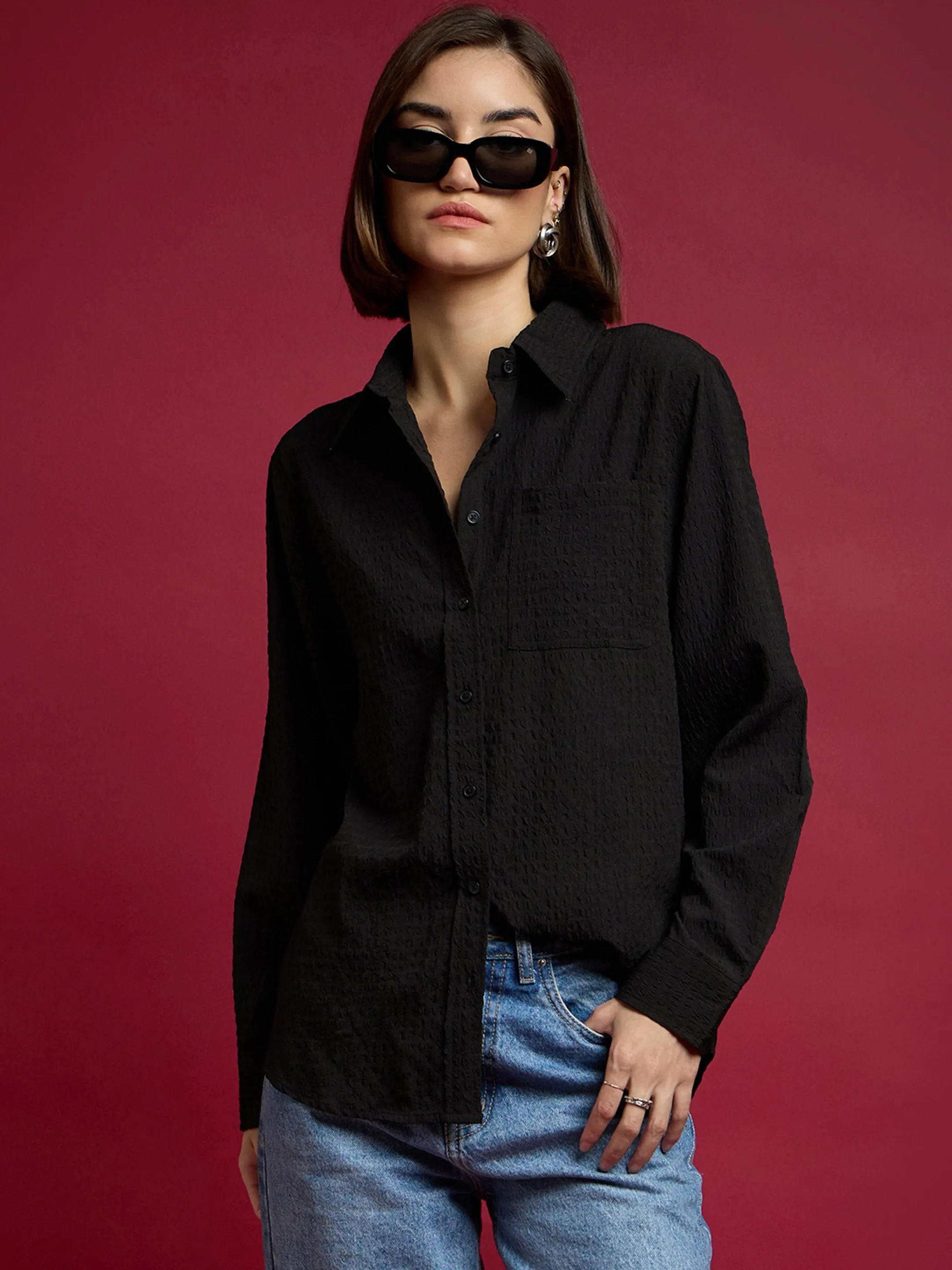Women Black Relaxed Fit Shirt