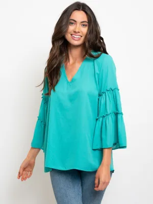 WOMEN'S BELL RUFFLE SLEEVES TOP