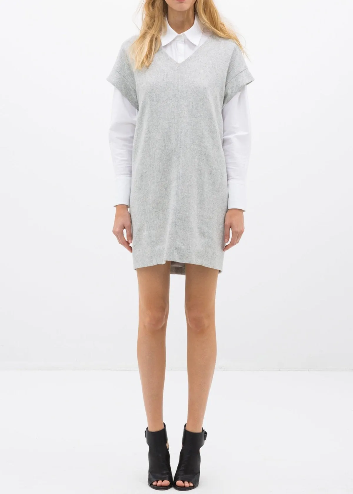 Women's Casual Heather Grey V-Neck Dress