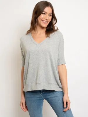 WOMEN'S CASUAL V-NECK SHORT SLEEVE TOP