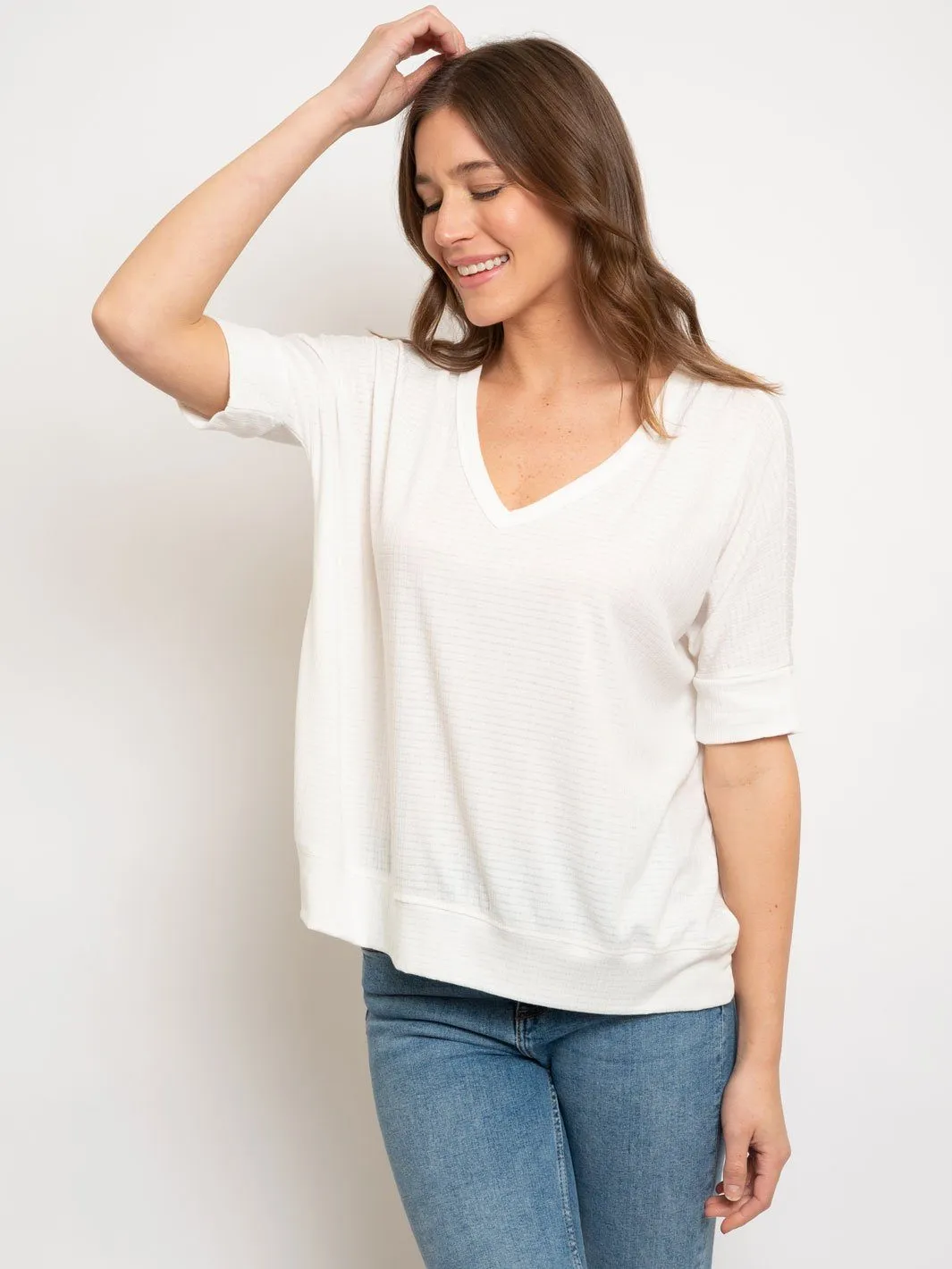 WOMEN'S CASUAL V-NECK SHORT SLEEVE TOP