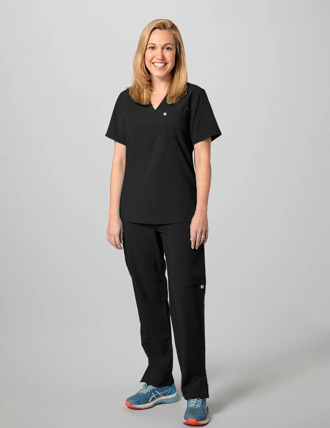 Womens Essential Scrub Top -  Black