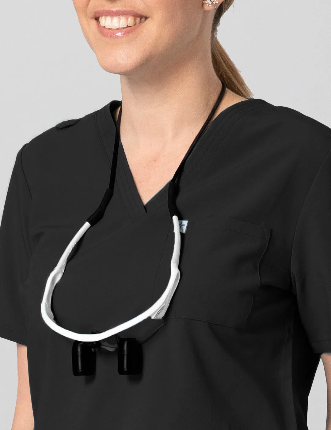 Womens Essential Scrub Top -  Black