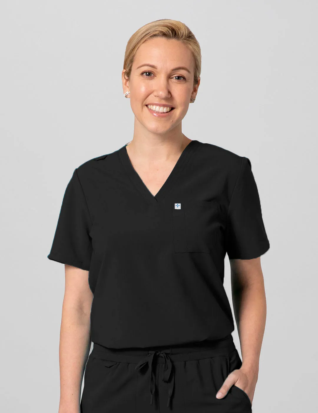 Womens Essential Scrub Top -  Black