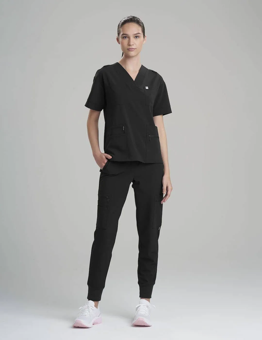 Womens Pro Scrub Top - Black