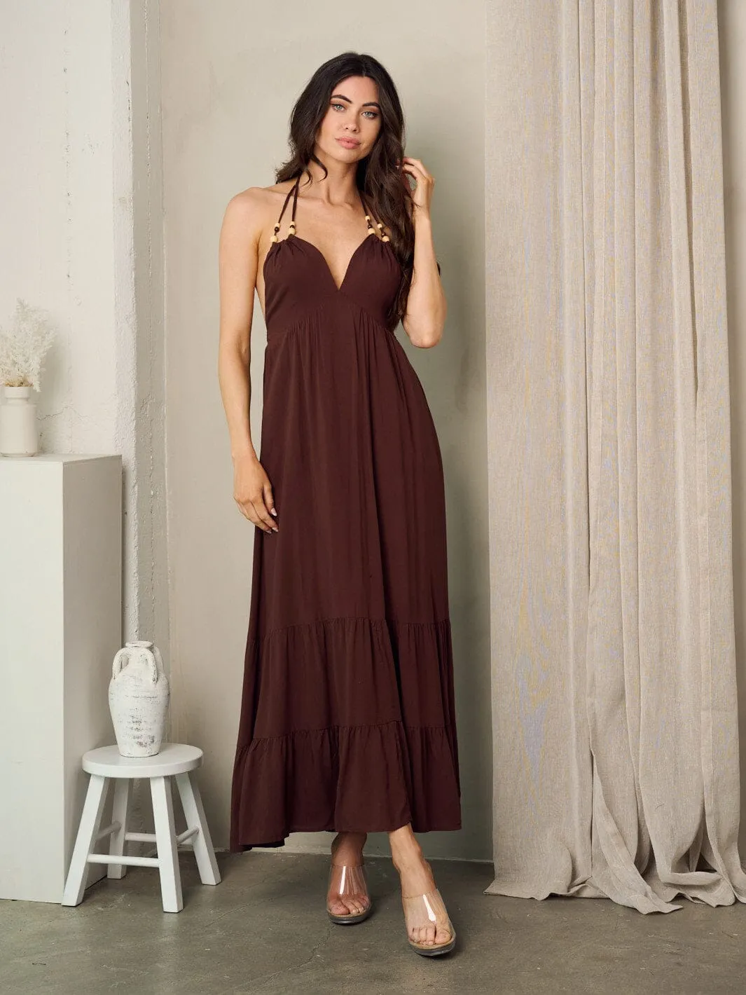 WOMEN'S SLEEVELESS OPEN BACK MAXI DRESS