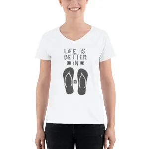 Women's V-Neck T-shirt - Flip-Flop through Life