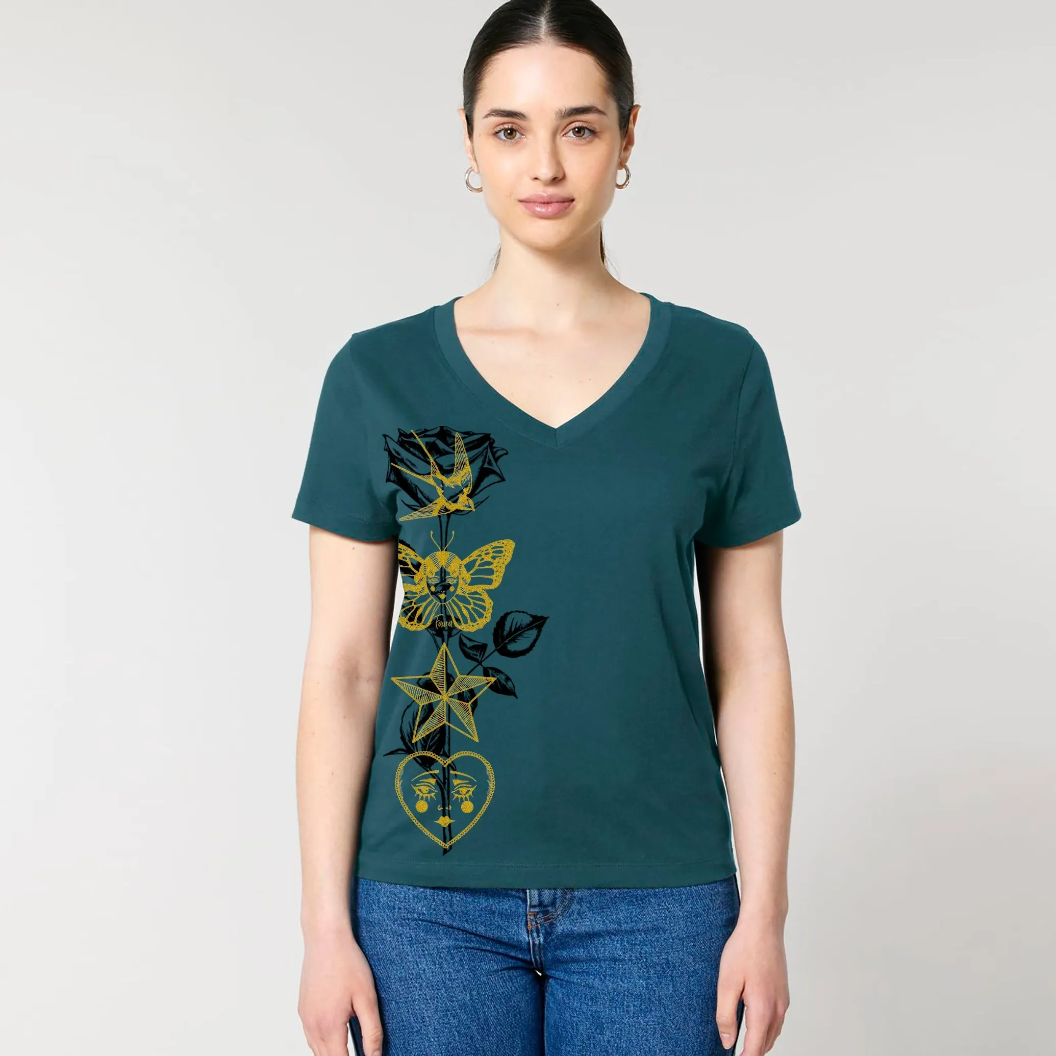 Women's v-neck t-shirt | tattoo on Stargazer