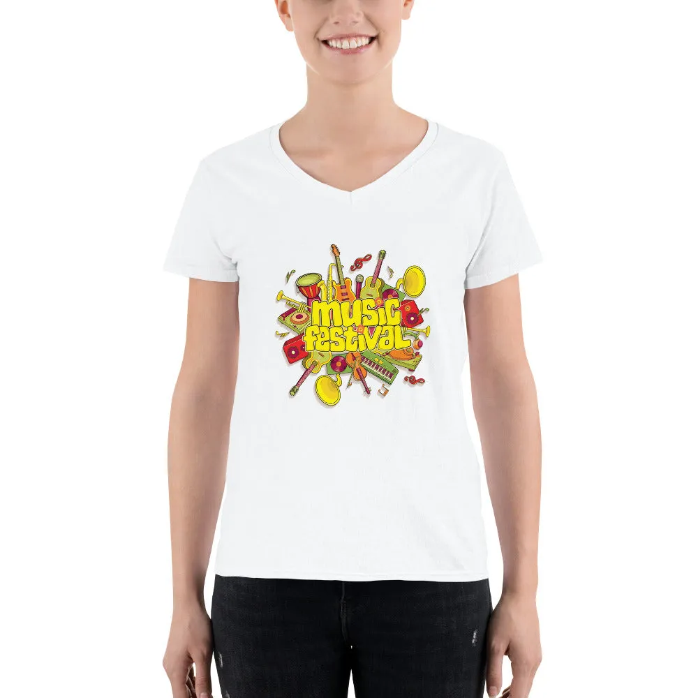 Women's V-Neck T-shirt - The Musical Festival