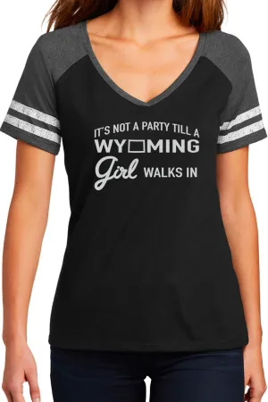Wyoming Party Girl Short Sleeved V-Neck Tee