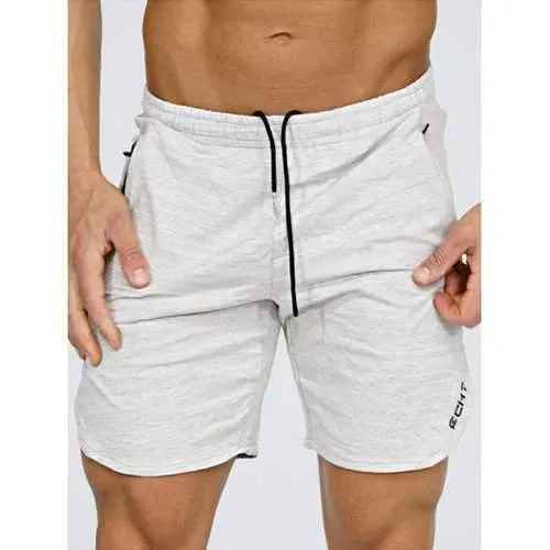 Zipper Pocket Side Slit Heathered Shorts - Off-white Xl